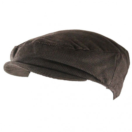 Brown velvet flat cap
