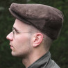 Brown velvet flat cap
