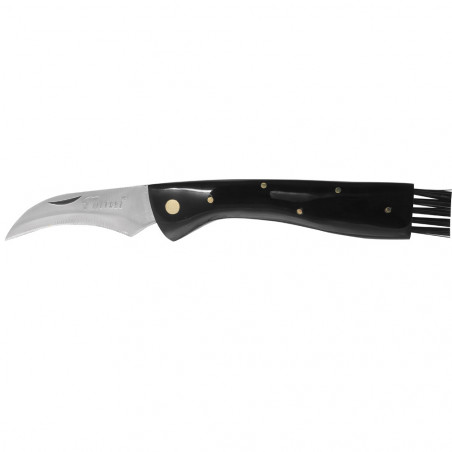 Mushroom knife with black ABS handle and brush