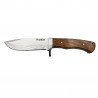 Hunting knife with fixed blade and wooden handle