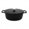 Black cast aluminum casserole, round or oval