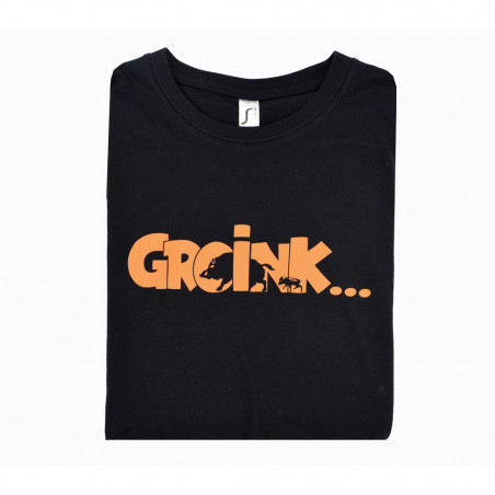Humorvolles T-Shirt Mann Wildschwein Groink schwarz Bartavel