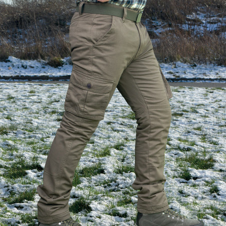 Warm men's hunting pants F1 Fleece lined khaki