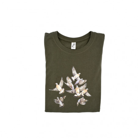 Jagd-T-Shirt für Männer in Khaki mit Taubenmotiv